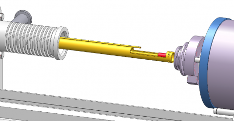 Schubstange mit Probe (Pushrod with sample) eines Dilatometers